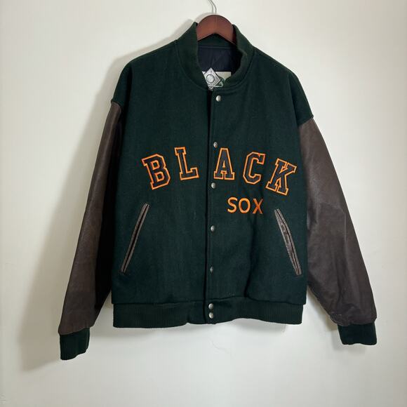 MLB Other - Vintage Chicago Black Sox Varsity Jacket Wool MLB Bomber White Mens XL 90s Green